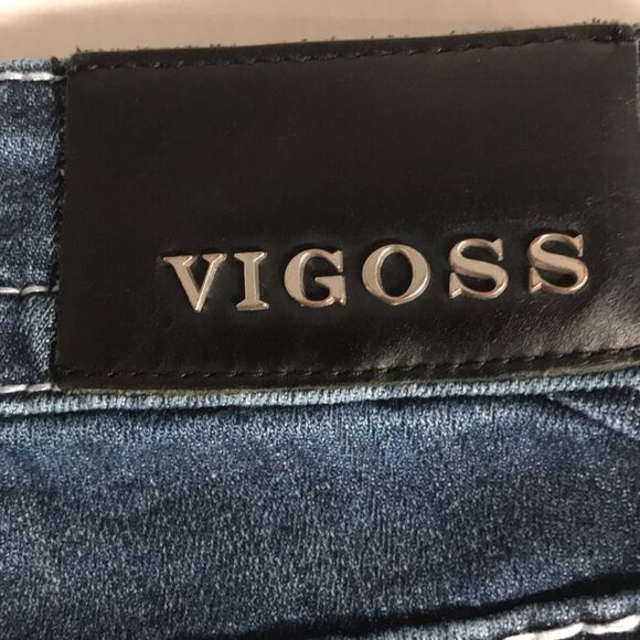VIGOSS Dublin CAPRI Skimmer Jeans Women's Size 1/2 Embellished Denim Ankle Crop - Picture 4 of 15